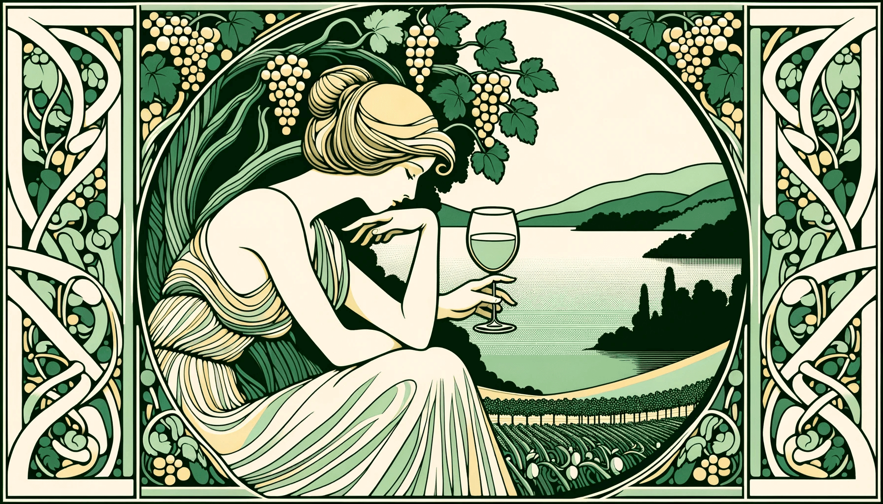 vins-blancs-autour-d-un-verre-illustration-art-nouveau
