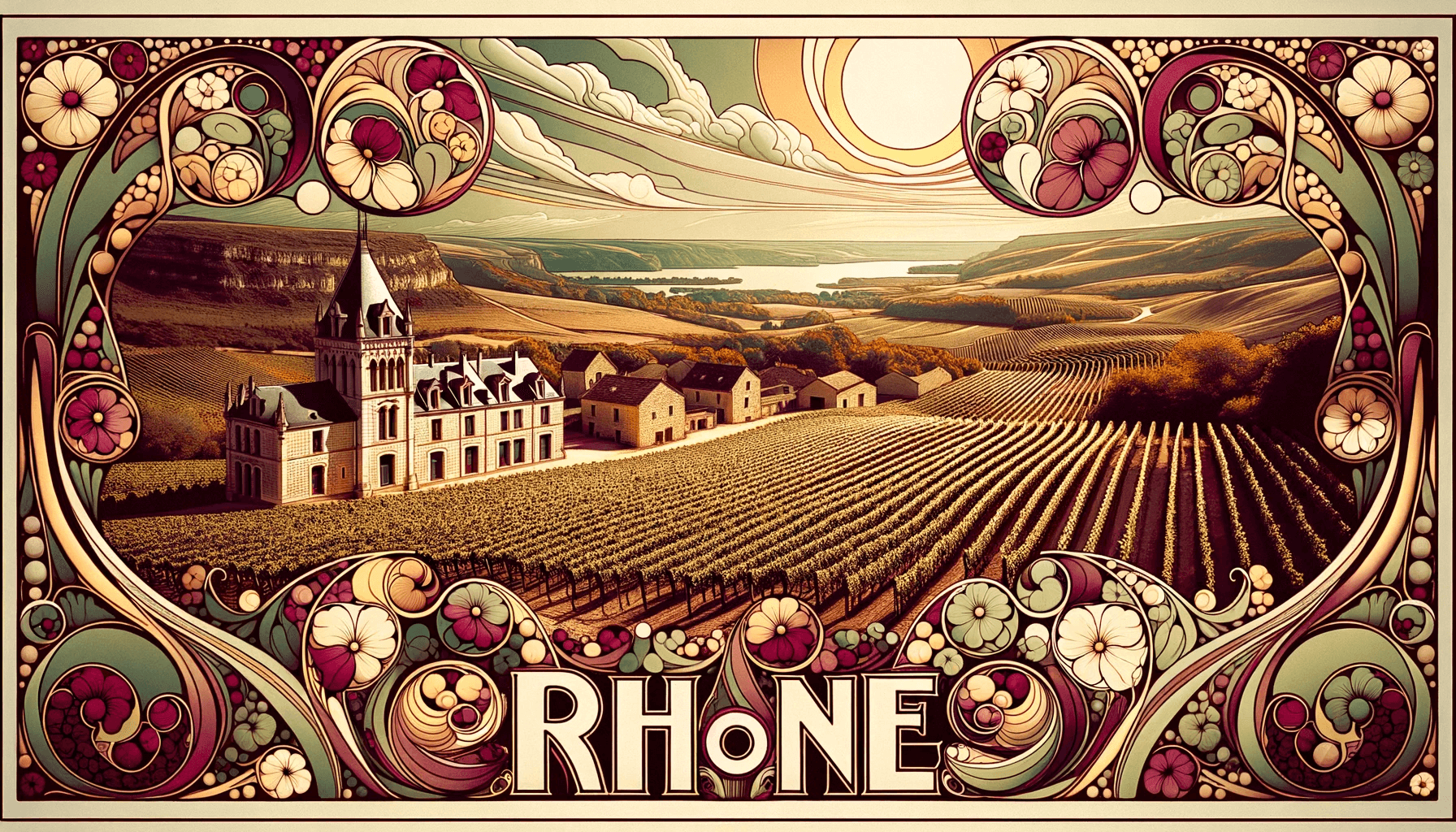 vins-valle-du-rhone-autour-d-un-verre-illustration-art-nouveau