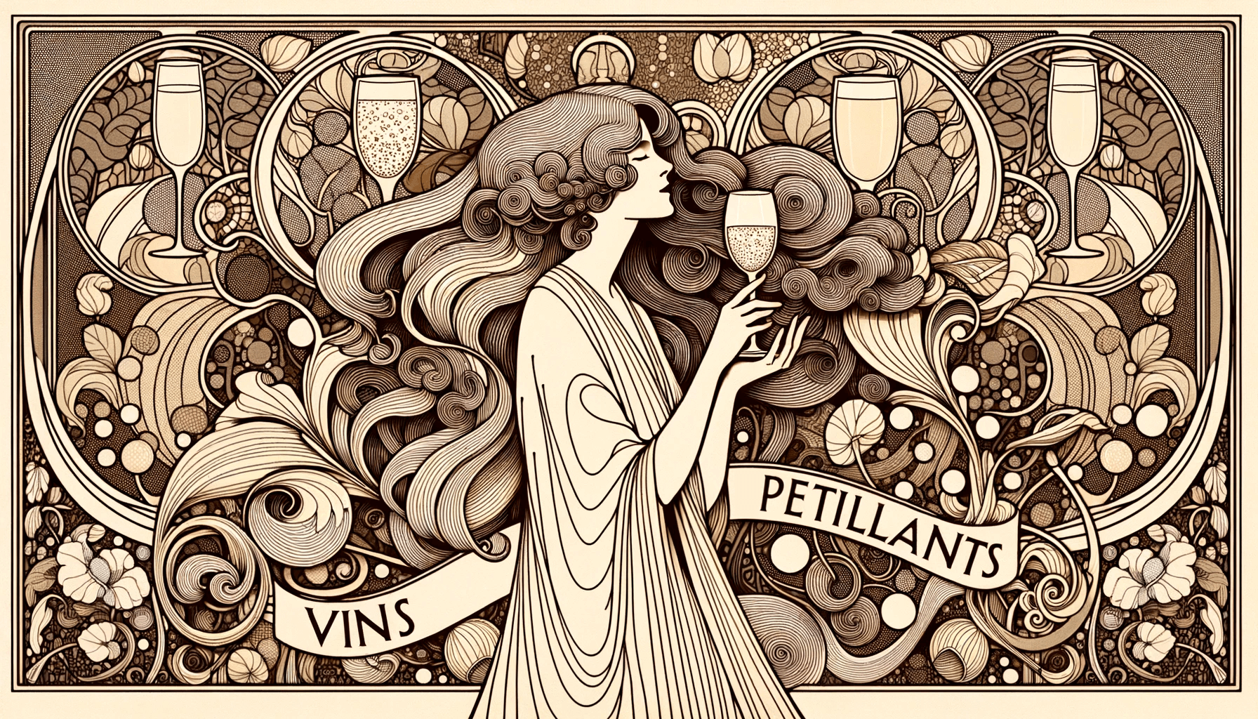 vins-petillants-autour-d-un-verre-illustration-art-nouveau